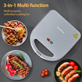 Tosti apparaat - Tosti ijzer - Contactgrill - Wafelijzer - 750W - Grijs - Aigostar